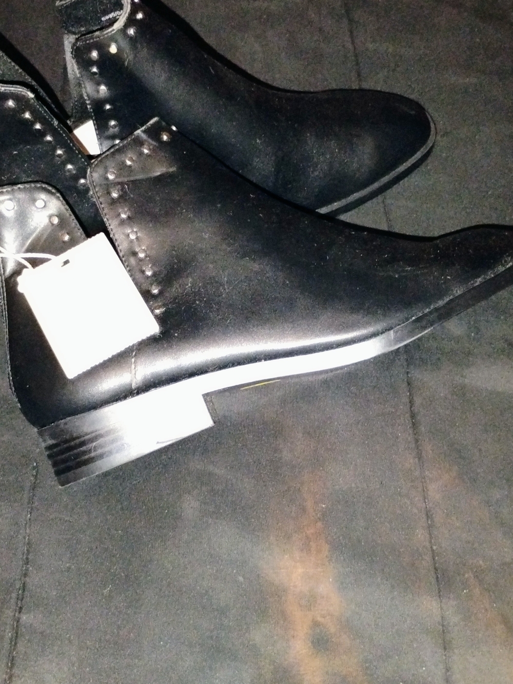 Women's Black Ankle Boots with Stud Detail